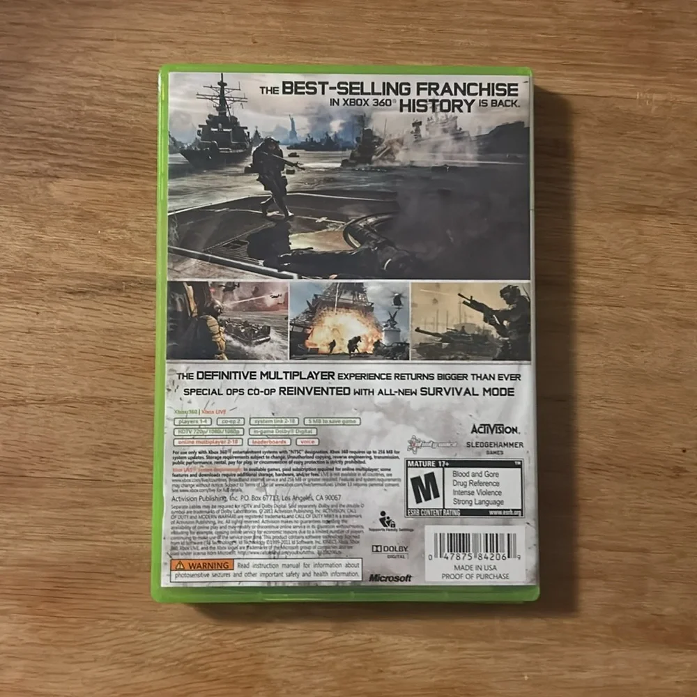 XBOX 360 Video Game Call of Duty Modern Warfare 3 XBOX 360 Video Game